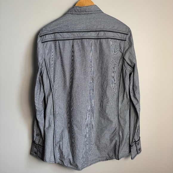 BKE Tailored Fit Men's Pinstripe‎ Long Sleeve Casual Dress Shirt Gray Size Large - Picture 6 of 13